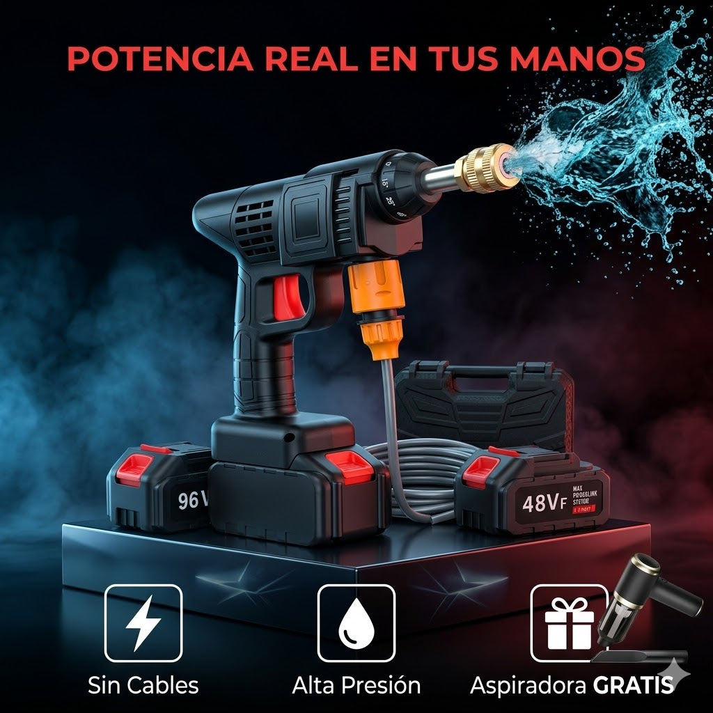 Hidrolavadora Inalámbrica + Aspiradora GRATIS: Lava tu carro en 20 minutos sin manguera ni enchufes