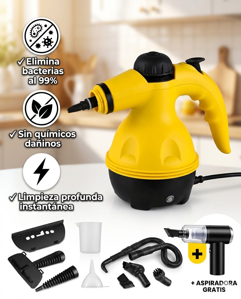 Limpiadora a Vapor + Aspiradora portatil de REGALO — Envío Gratis y Pago al Recibir